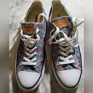 CONVERSE Chuck Taylor All Stars Denim Floral Roses Sneakers Shoes Size 12 Women,
